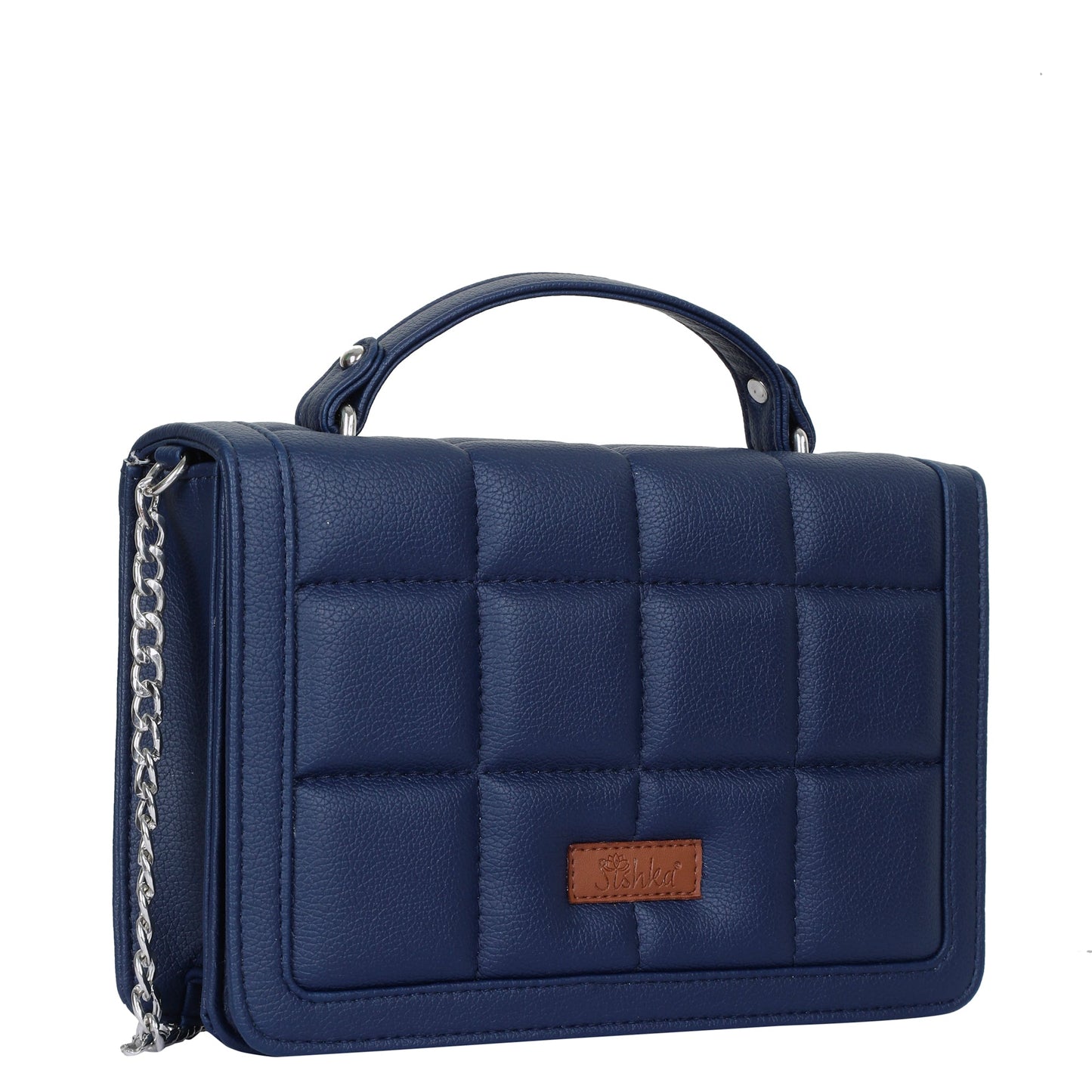 Women’s Blue Vegan Leather Crossbody Sling Bag – Chain Strap Wholesale Shoulder Handbag