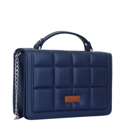 Women’s Blue Vegan Leather Crossbody Sling Bag – Chain Strap Wholesale Shoulder Handbag