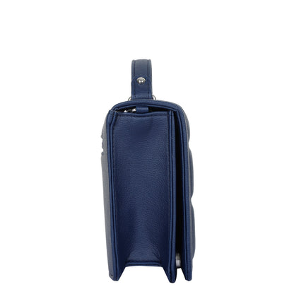 Women’s Blue Vegan Leather Crossbody Sling Bag – Chain Strap Wholesale Shoulder Handbag