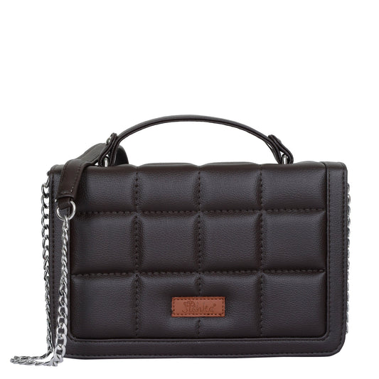 Brown Vegan Leather Crossbody Sling Bag for Women – Wholesale Chain Strap Shoulder bag