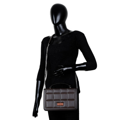Brown Vegan Leather Crossbody Sling Bag for Women – Wholesale Chain Strap Shoulder bag