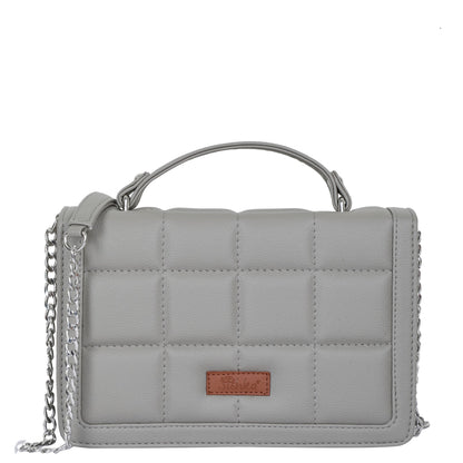 Grey Vegan Leather Crossbody Sling Bag – Wholesale Women’s Chain Strap Shoulder Handbag