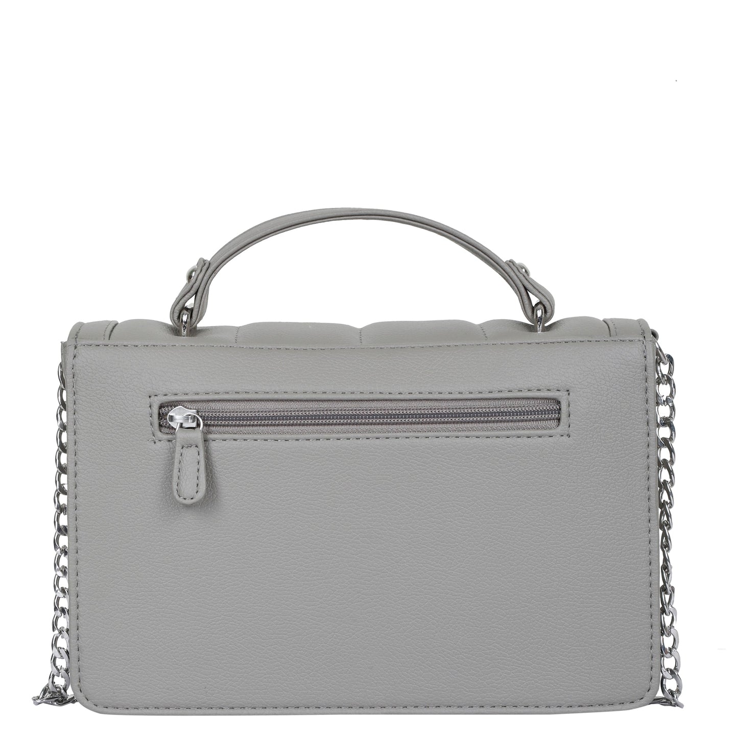 Grey Vegan Leather Crossbody Sling Bag – Wholesale Women’s Chain Strap Shoulder Handbag
