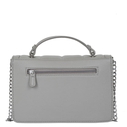 Grey Vegan Leather Crossbody Sling Bag – Wholesale Women’s Chain Strap Shoulder Handbag