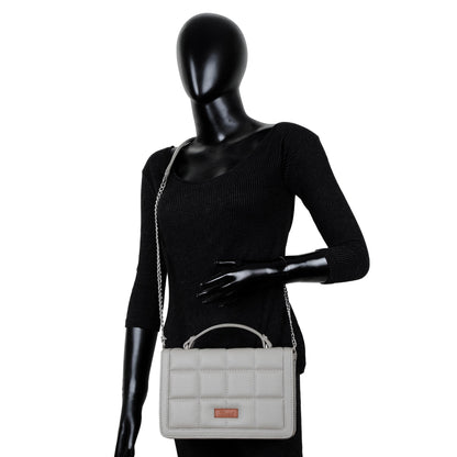 Grey Vegan Leather Crossbody Sling Bag – Wholesale Women’s Chain Strap Shoulder Handbag