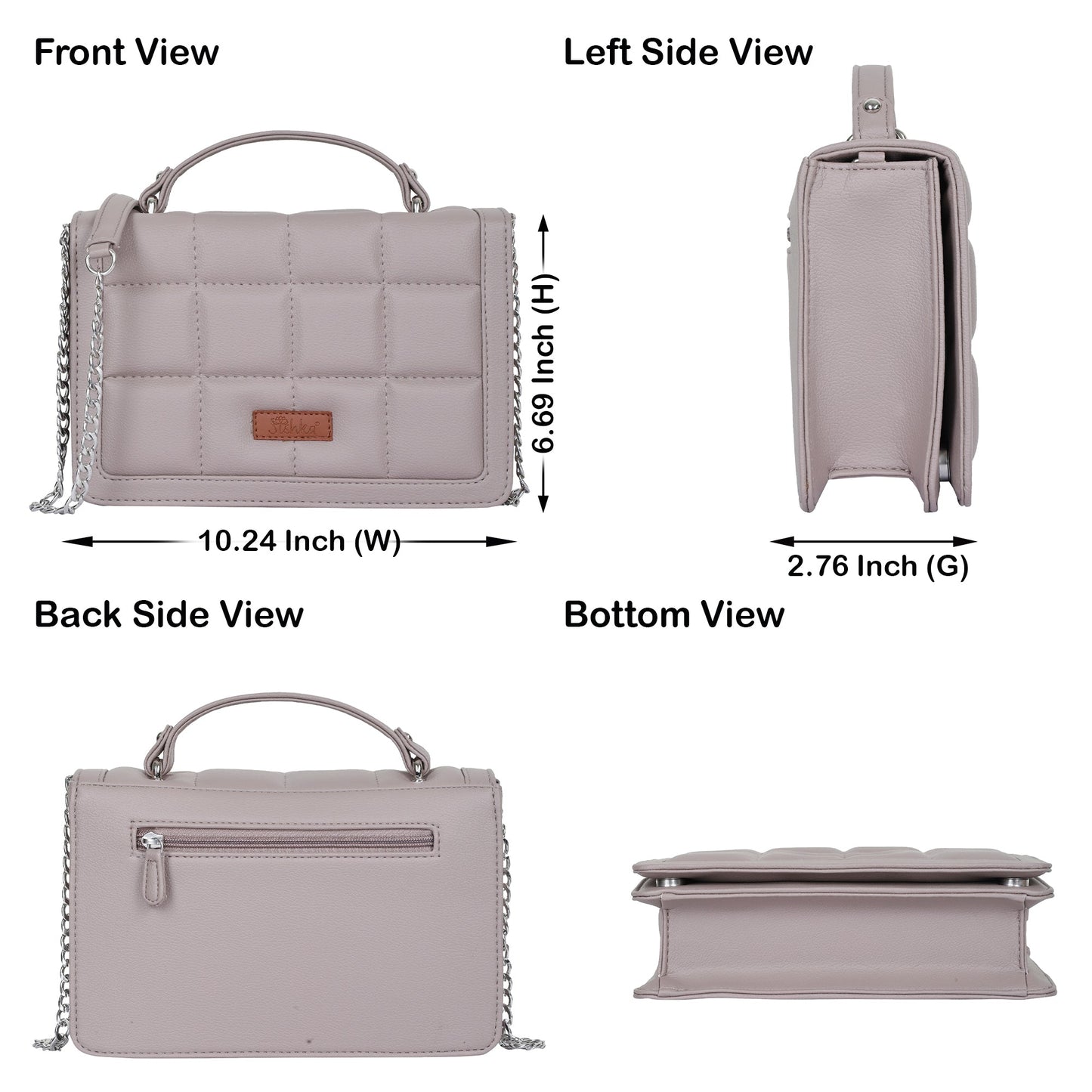 Wholesale Mauve Vegan Leather Crossbody Sling Bag – Women’s Chain Strap Shoulder bag