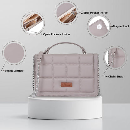 Wholesale Mauve Vegan Leather Crossbody Sling Bag – Women’s Chain Strap Shoulder bag