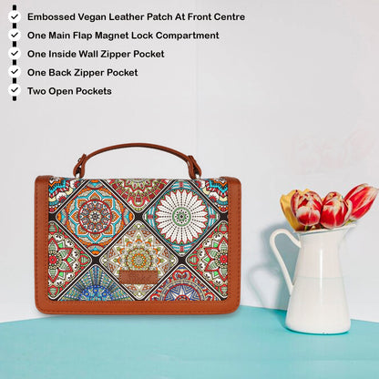 Women’s Mandala Sling Bags with Vegan Leather Trim – Wholesale