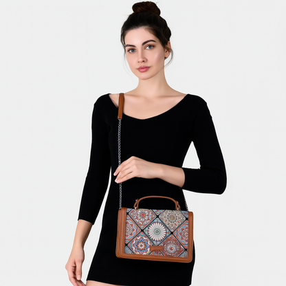 Women’s Mandala Sling Bags with Vegan Leather Trim – Wholesale