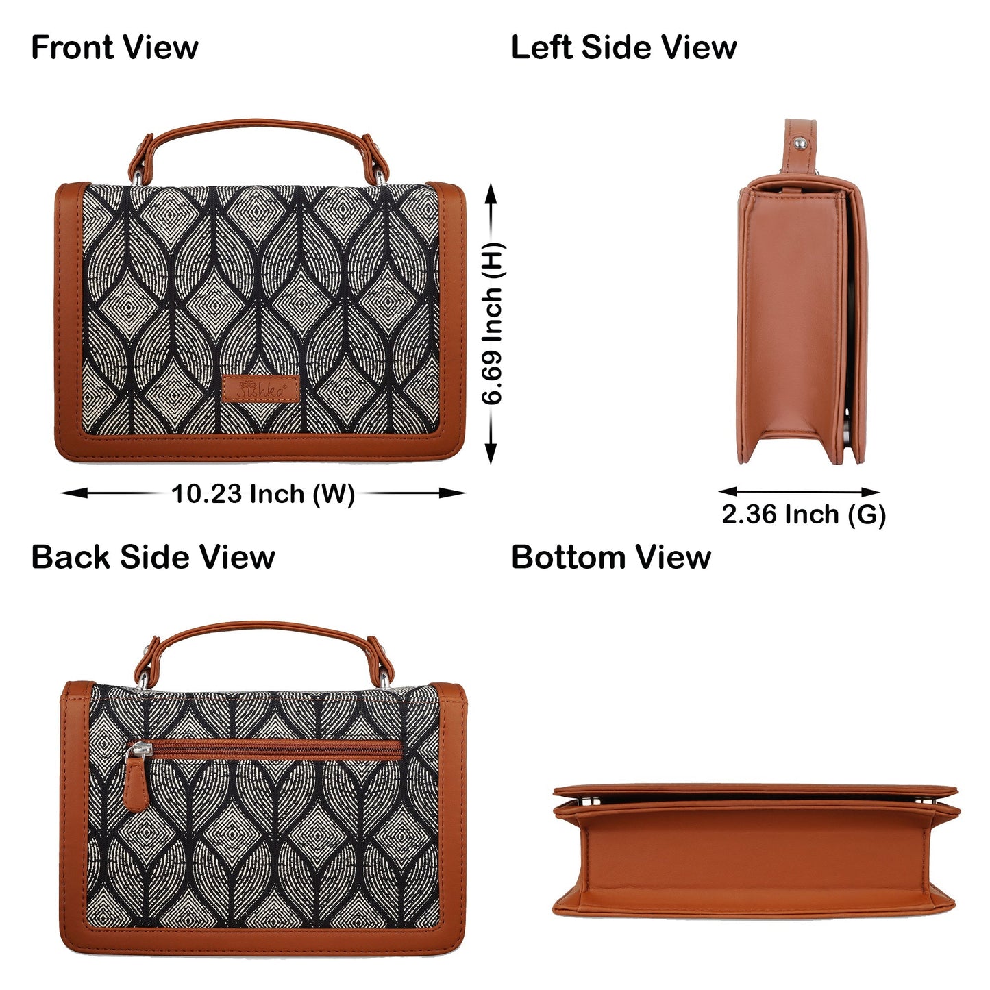 Women’s Geometric Sling Bags with Vegan Leather Trim Handle– Wholesale
