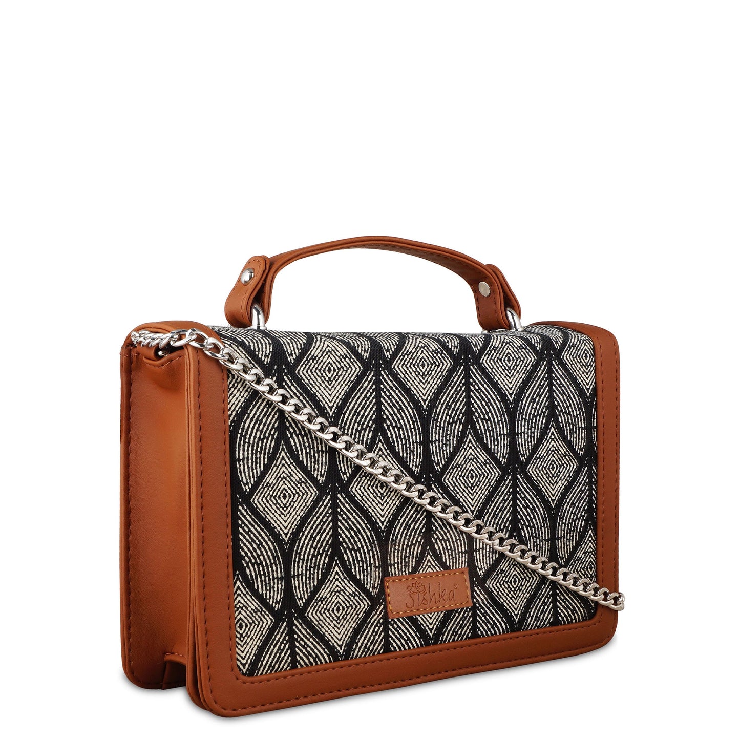 Women’s Geometric Sling Bags with Vegan Leather Trim Handle– Wholesale