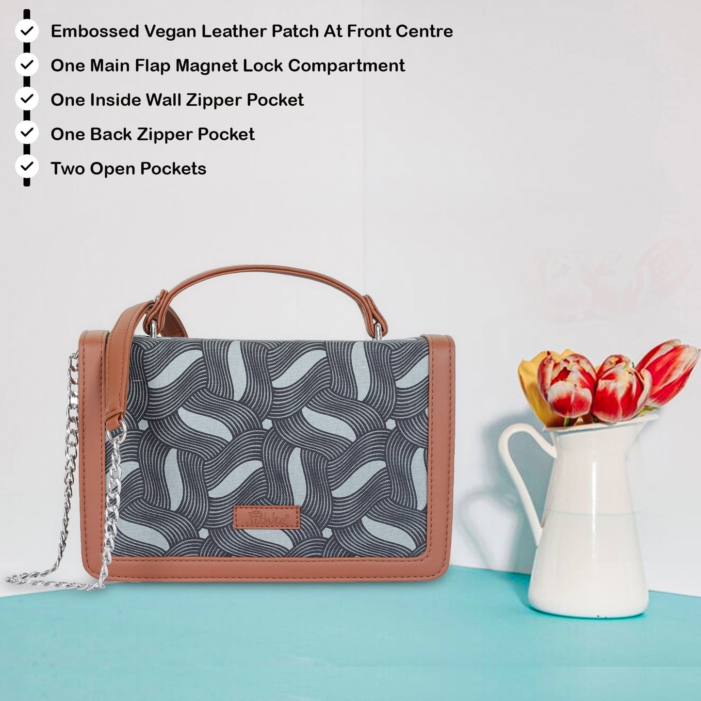 Women’s Wave Crossbody Bags with Vegan Leather Trim – Wholesale