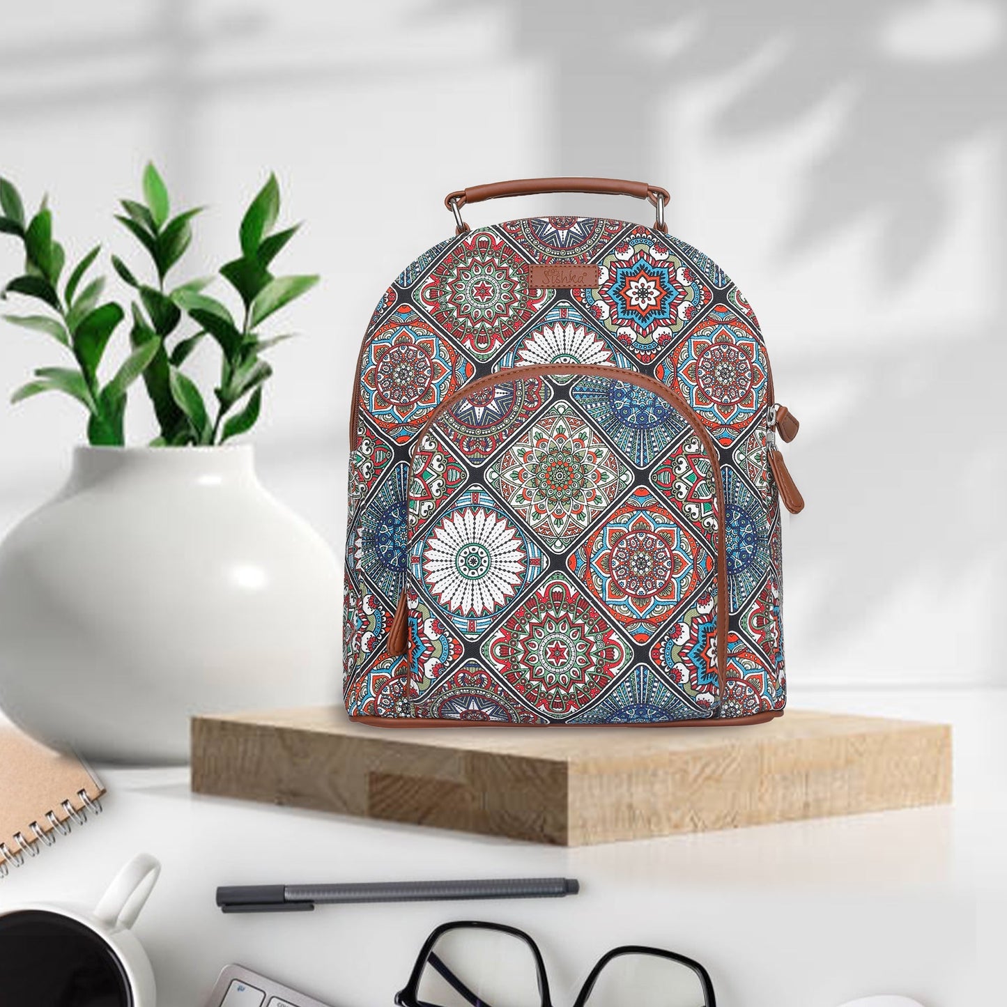 Women’s Multicolor Backpacks with Vegan Leather Trim – Wholesale