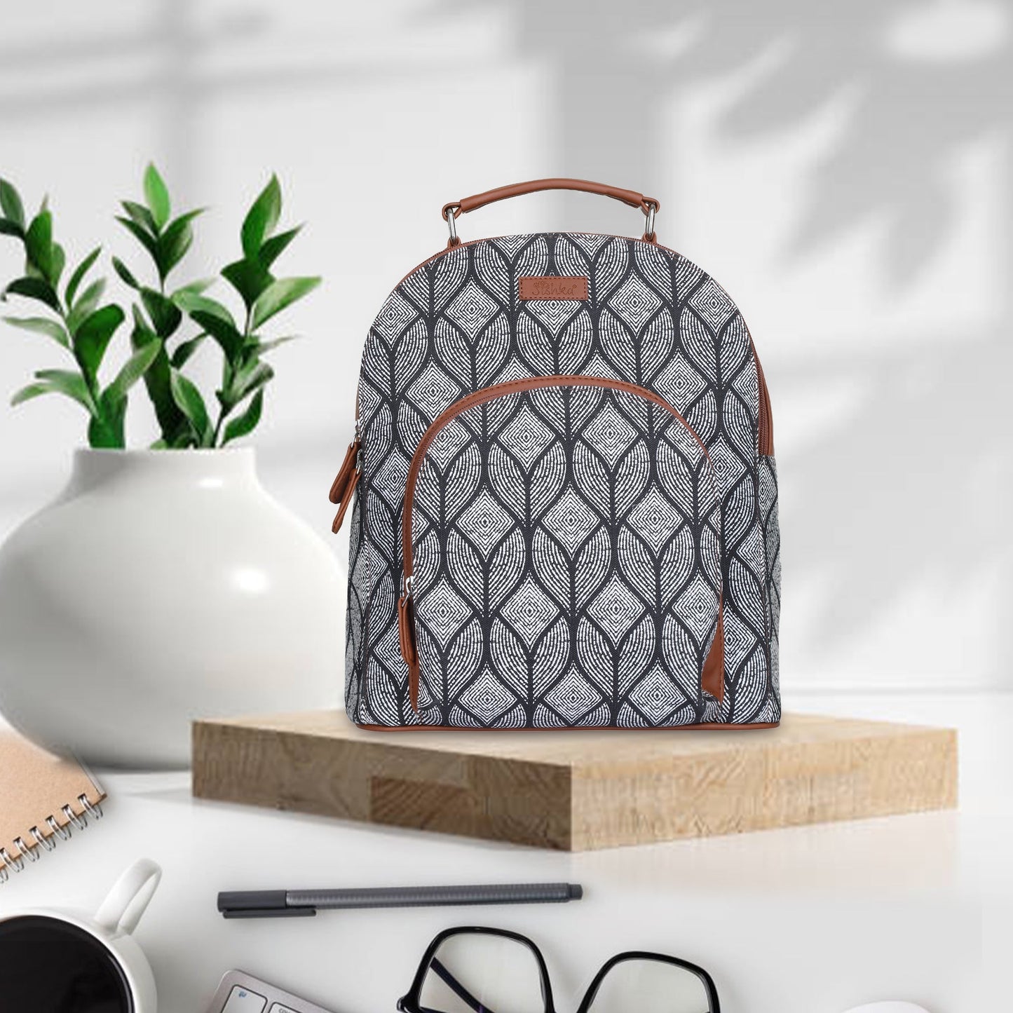 Women’s Monochrome Backpacks with Vegan Leather Trim – Wholesale