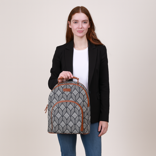 Women’s Monochrome Backpacks with Vegan Leather Trim – Wholesale