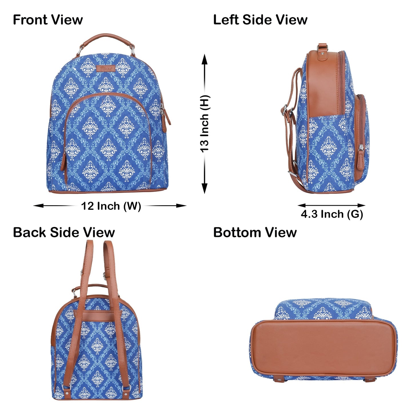 Women’s Blue Backpacks with Vegan Leather Trim – Wholesale