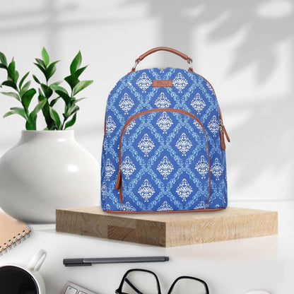 Women’s Blue Backpacks with Vegan Leather Trim – Wholesale