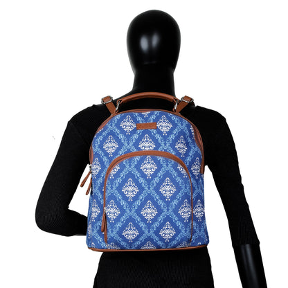 Women’s Blue Backpacks with Vegan Leather Trim – Wholesale