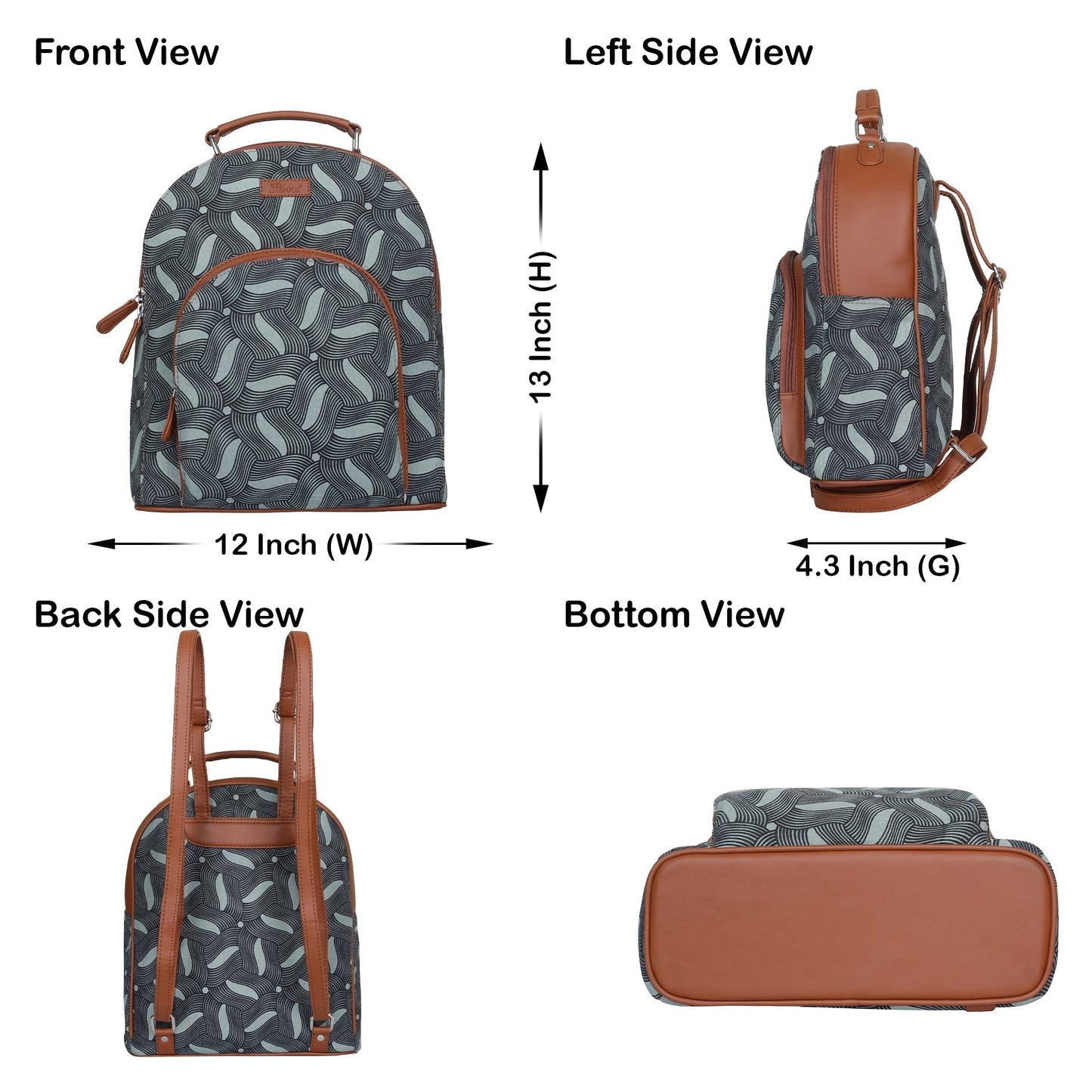 Women’s Printed Backpacks with Vegan Leather Trim – Wholesale