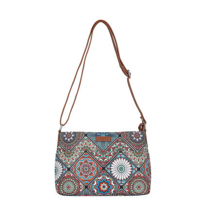 Wholesale Women’s Mandala Crossbody Bags with Vegan Leather Trim Handle