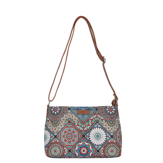 Wholesale Women’s Mandala Crossbody Bags with Vegan Leather Trim Handle