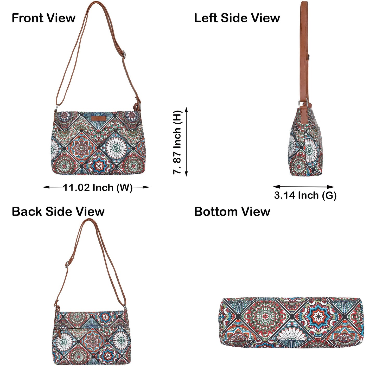 Wholesale Women’s Mandala Crossbody Bags with Vegan Leather Trim Handle