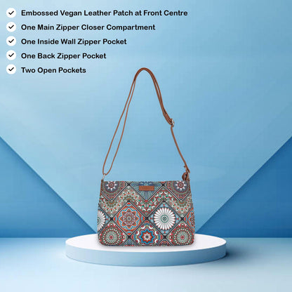 Wholesale Women’s Mandala Crossbody Bags with Vegan Leather Trim Handle