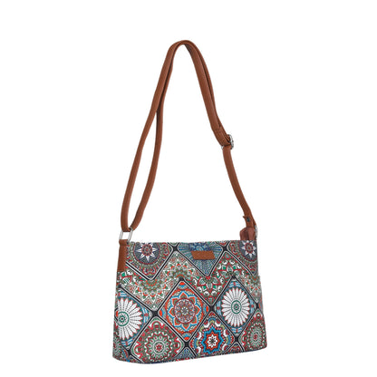 Wholesale Women’s Mandala Crossbody Bags with Vegan Leather Trim Handle