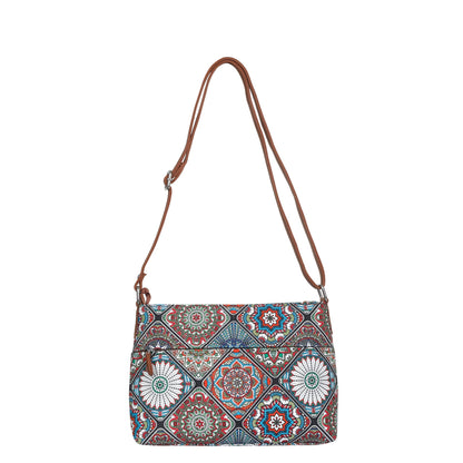 Wholesale Women’s Mandala Crossbody Bags with Vegan Leather Trim Handle