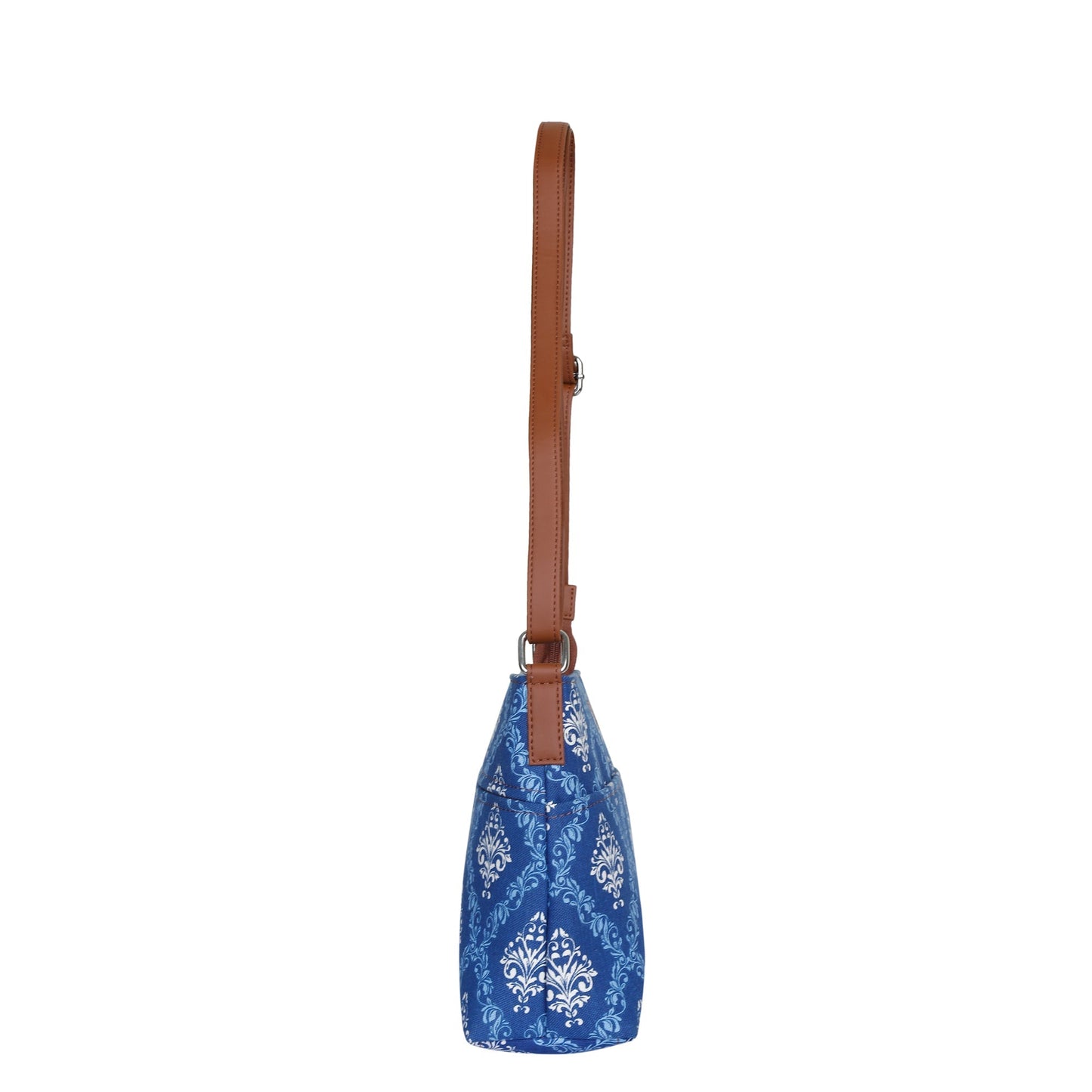 Women’s Blue Pattern Crossbody Bags with Vegan Leather Trim – Wholesale