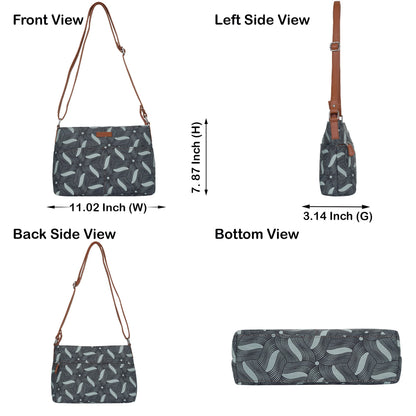 Women’s Abstract Fabric Crossbody Bags with Vegan Leather Trim – Wholesale