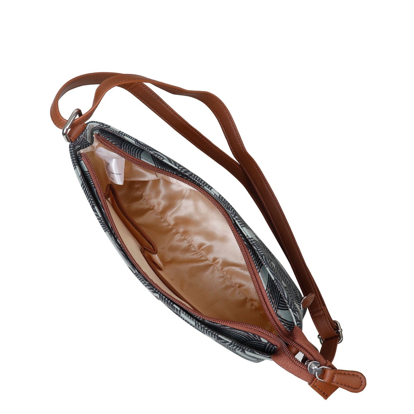 Women’s Abstract Fabric Crossbody Bags with Vegan Leather Trim – Wholesale