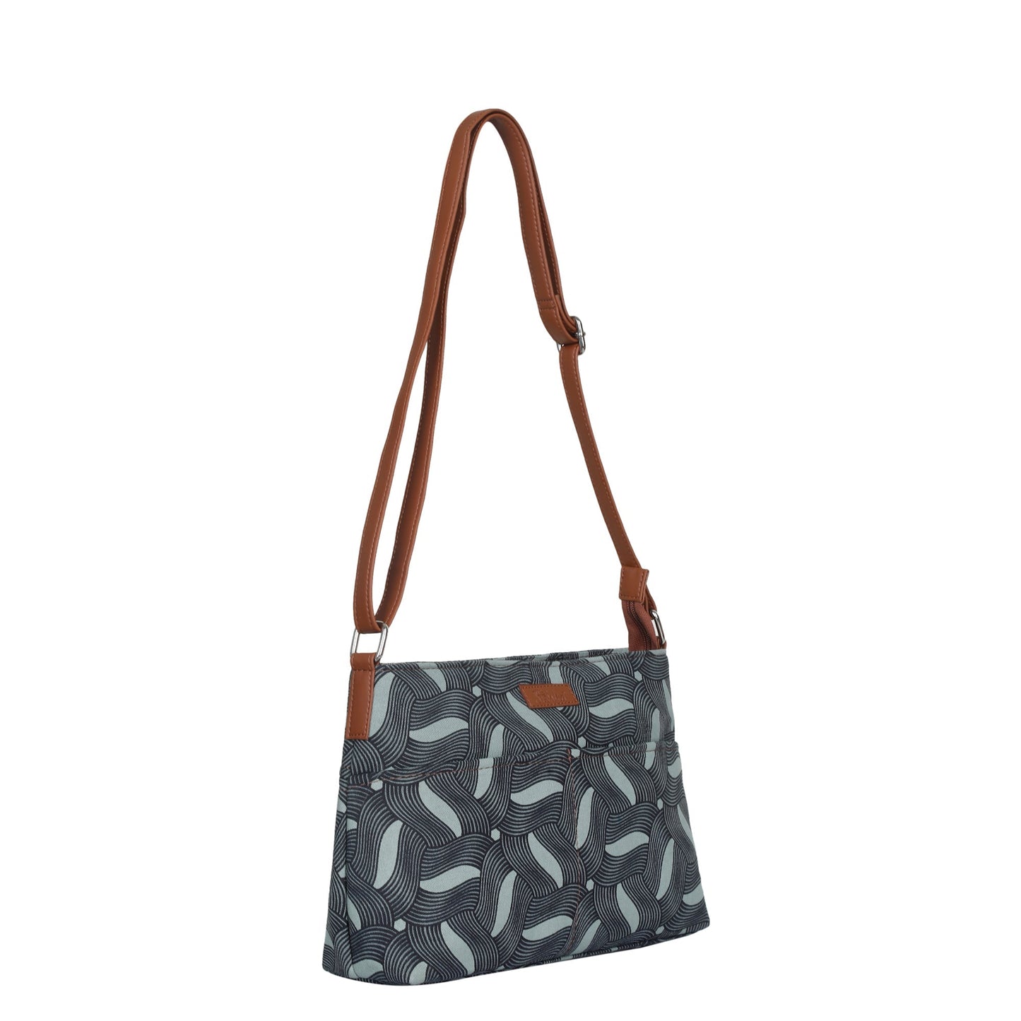 Women’s Abstract Fabric Crossbody Bags with Vegan Leather Trim – Wholesale
