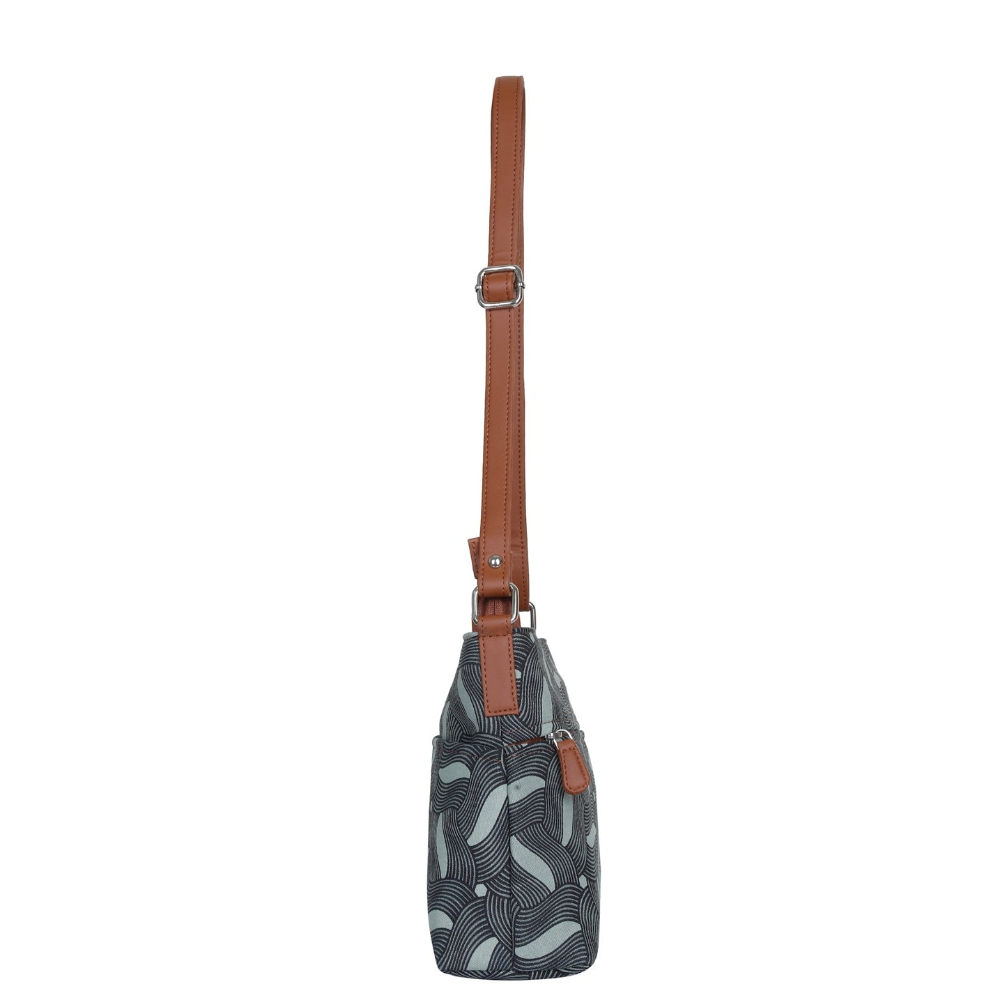 Women’s Abstract Fabric Crossbody Bags with Vegan Leather Trim – Wholesale