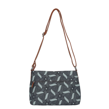 Women’s Abstract Fabric Crossbody Bags with Vegan Leather Trim – Wholesale