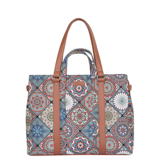 Women’s Multicolor Shoulder Tote Bags with Vegan Leather Trim Handle – Wholesale