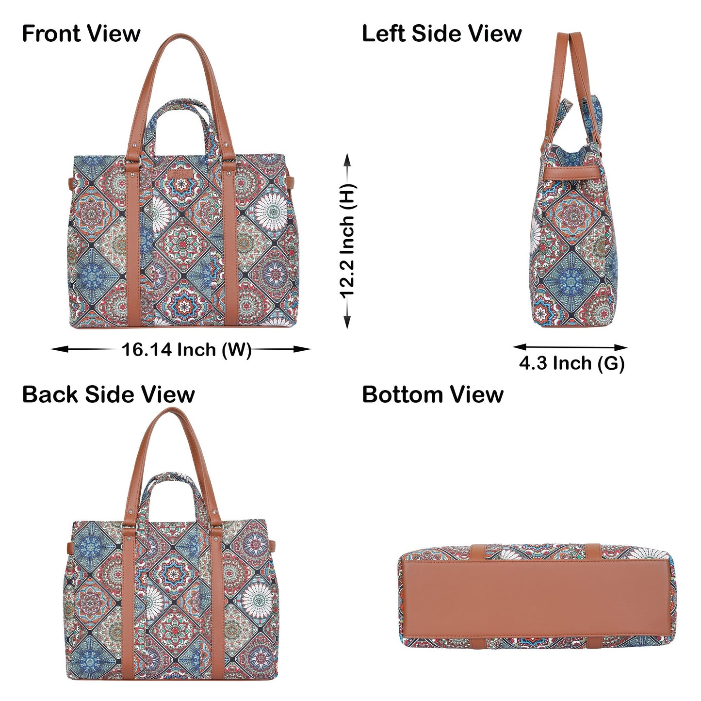 Women’s Multicolor Shoulder Tote Bags with Vegan Leather Trim Handle – Wholesale