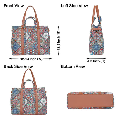 Women’s Multicolor Shoulder Tote Bags with Vegan Leather Trim Handle – Wholesale