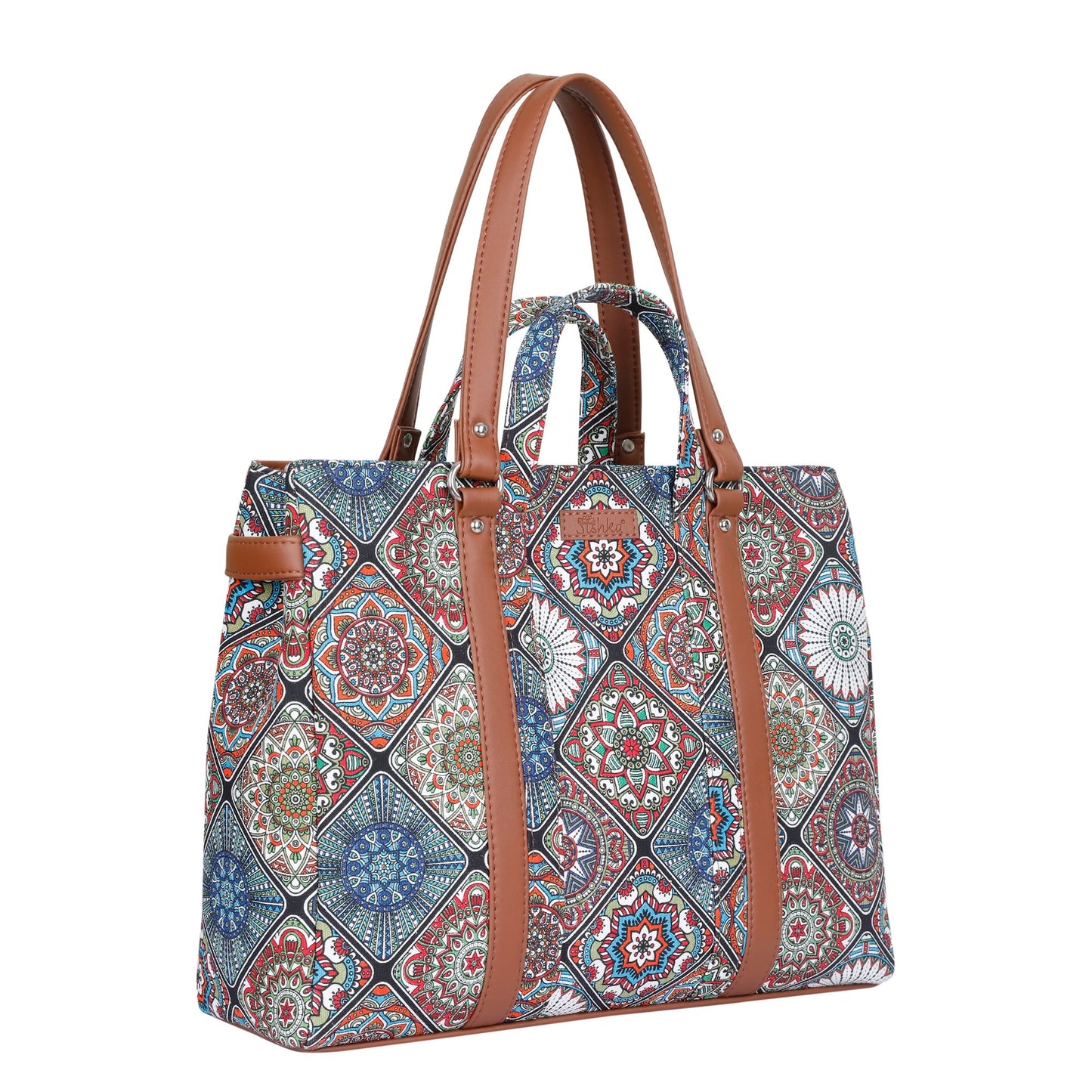 Women’s Multicolor Shoulder Tote Bags with Vegan Leather Trim Handle – Wholesale
