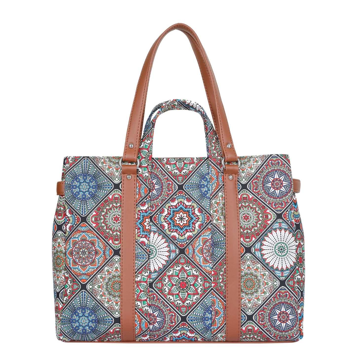 Women’s Multicolor Shoulder Tote Bags with Vegan Leather Trim Handle – Wholesale