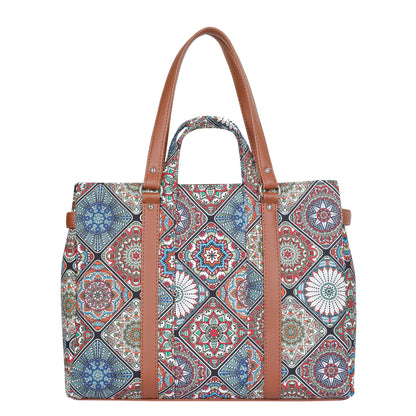 Women’s Multicolor Shoulder Tote Bags with Vegan Leather Trim Handle – Wholesale