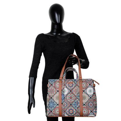 Women’s Multicolor Shoulder Tote Bags with Vegan Leather Trim Handle – Wholesale