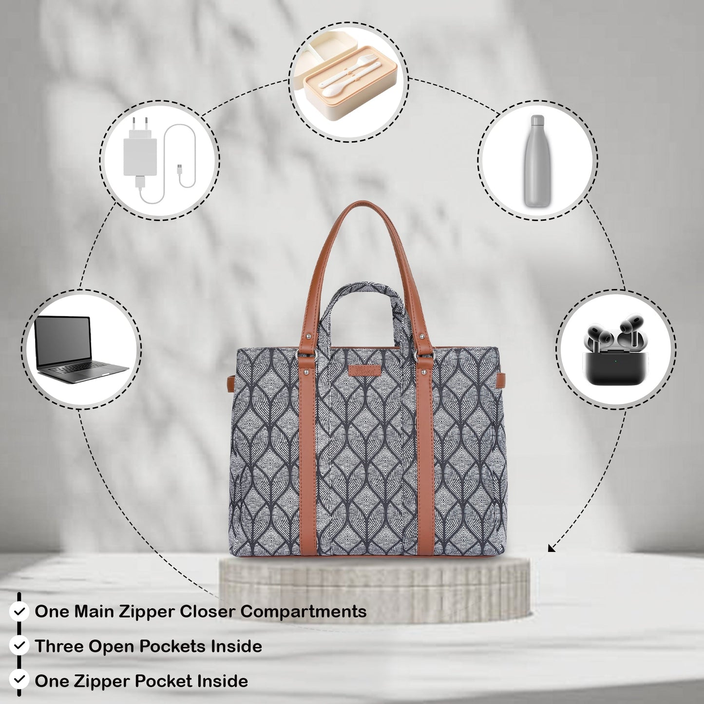 Women’s Monochrome Shoulder Tote Bags with Vegan Leather Trim Handles – Wholesale