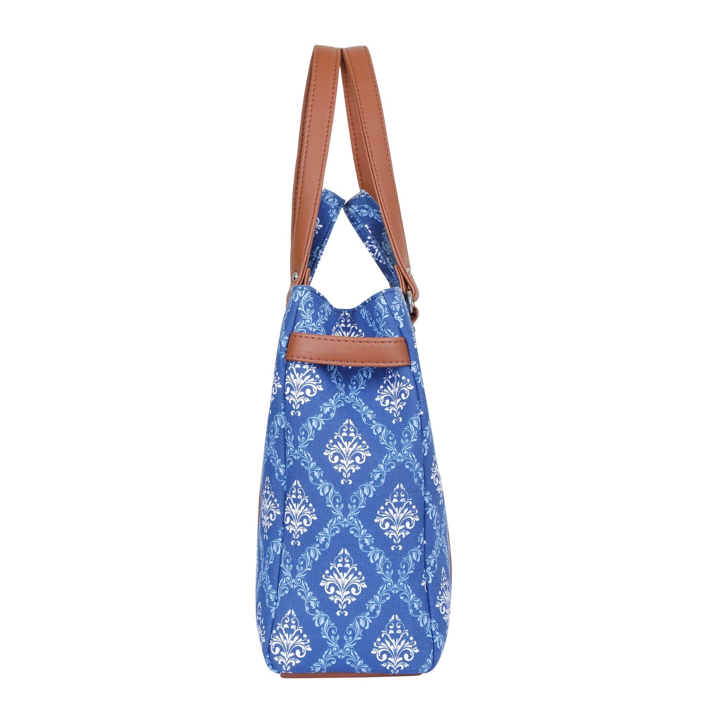Women’s Blue Shoulder Tote Bags with Vegan Leather Trim Handles– Wholesale