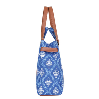 Women’s Blue Shoulder Tote Bags with Vegan Leather Trim Handles– Wholesale