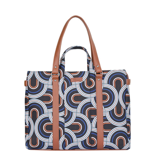 Wholesale Abstract Hand Printed Tote Bag – Women’s Shoulder Purse with Vegan Handles