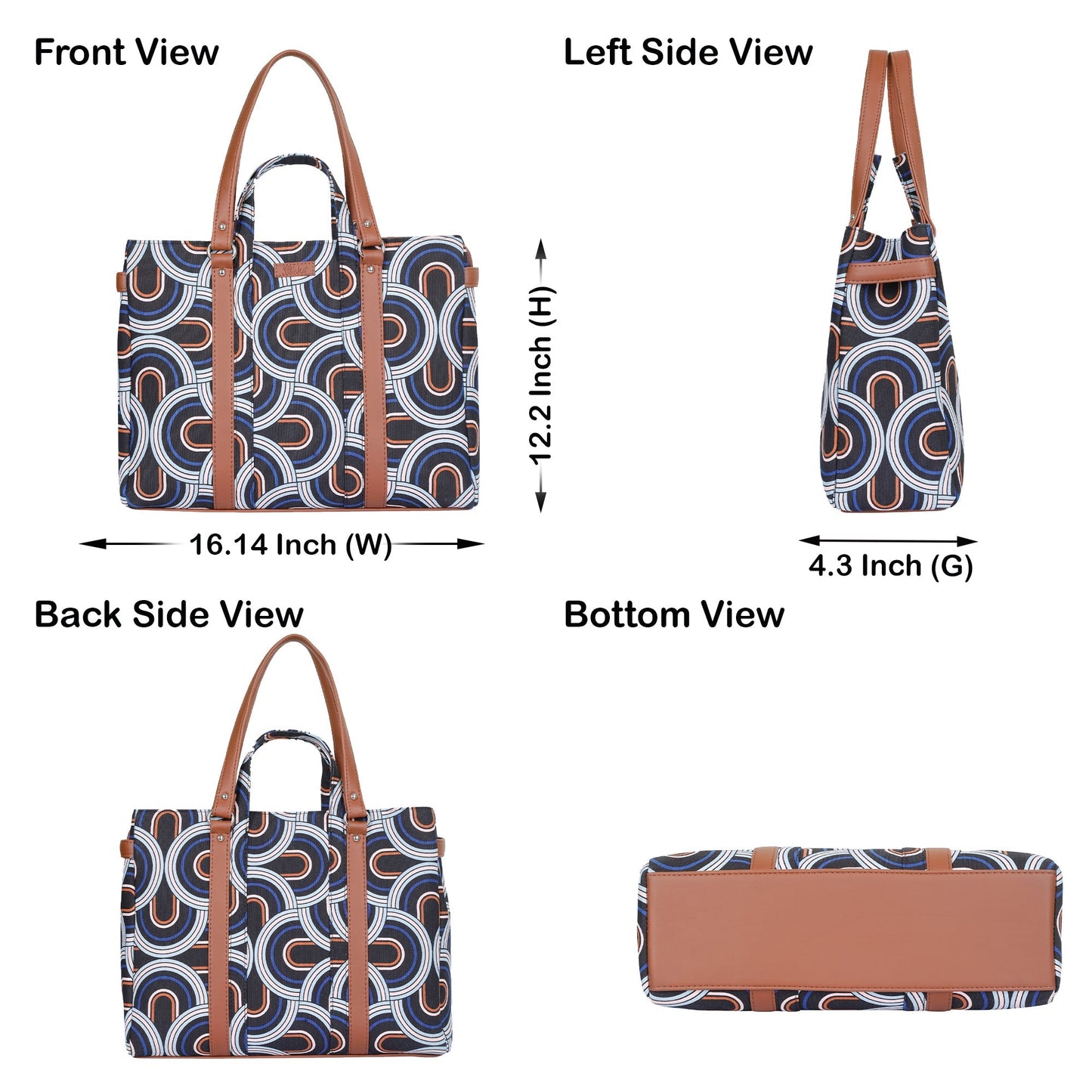 Wholesale Abstract Hand Printed Tote Bag – Women’s Shoulder Purse with Vegan Handles