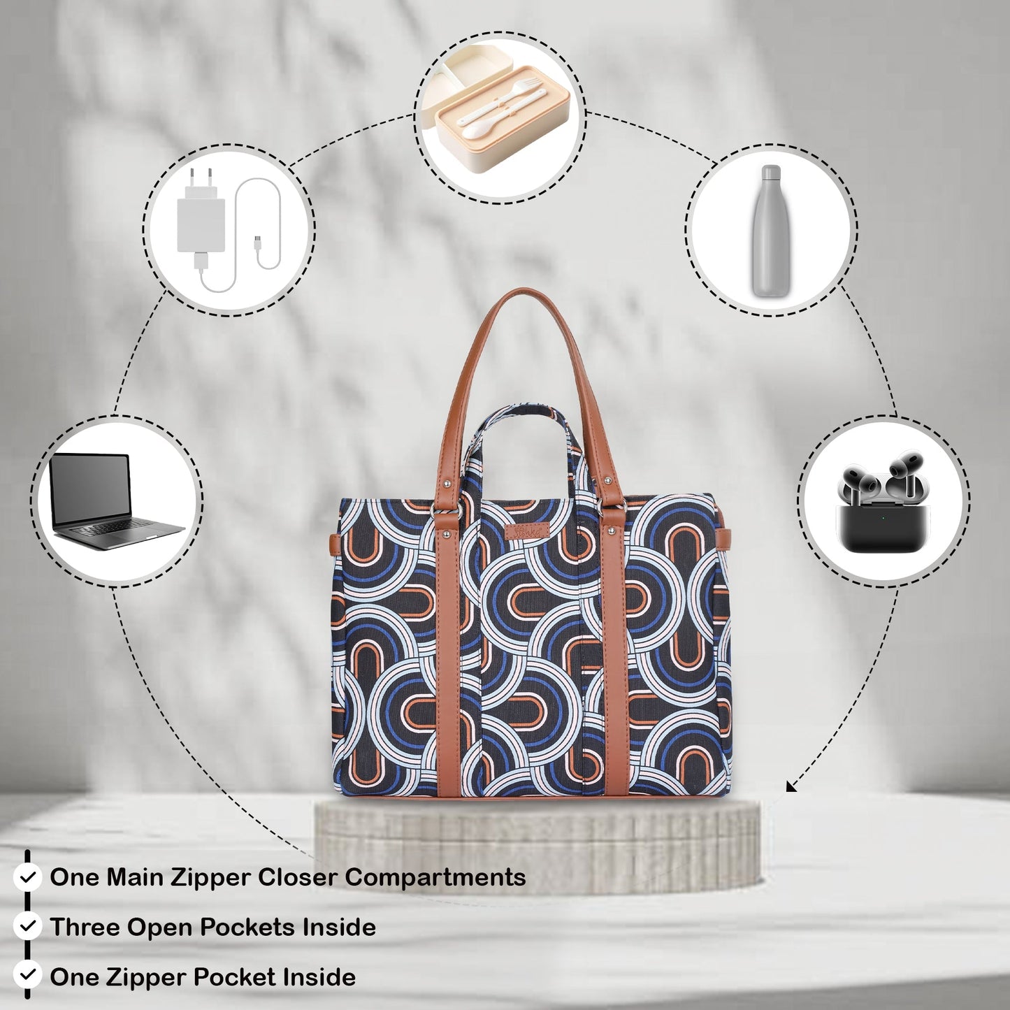 Wholesale Abstract Hand Printed Tote Bag – Women’s Shoulder Purse with Vegan Handles