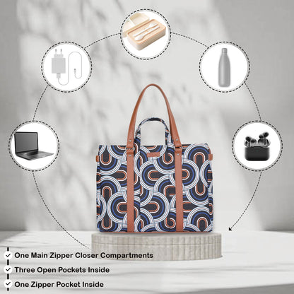 Wholesale Abstract Hand Printed Tote Bag – Women’s Shoulder Purse with Vegan Handles