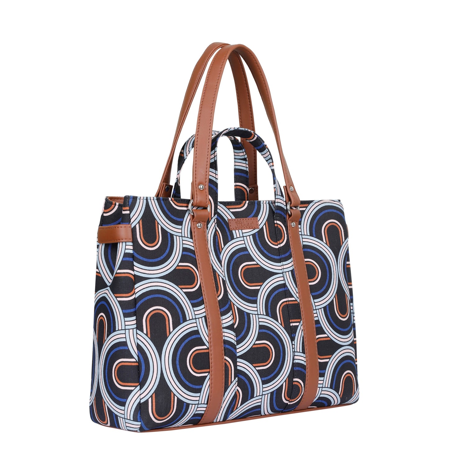 Wholesale Abstract Hand Printed Tote Bag – Women’s Shoulder Purse with Vegan Handles